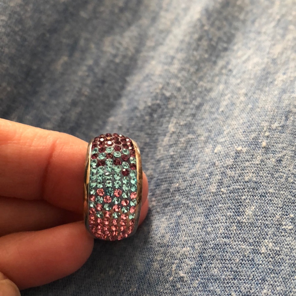 Silver Ring Multi Colored Stones - image 1